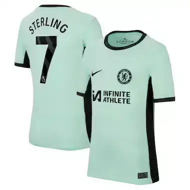 Chelsea Nike Third Stadium Sponsored Shirt 2023-24 - Kids with Sterling 7 printing