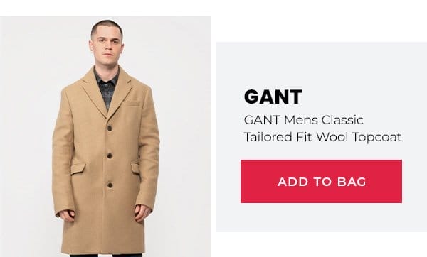 Gant mens classic tailored fit wool topcoat add to bag