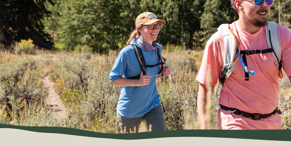 Two people on a hike outdoors