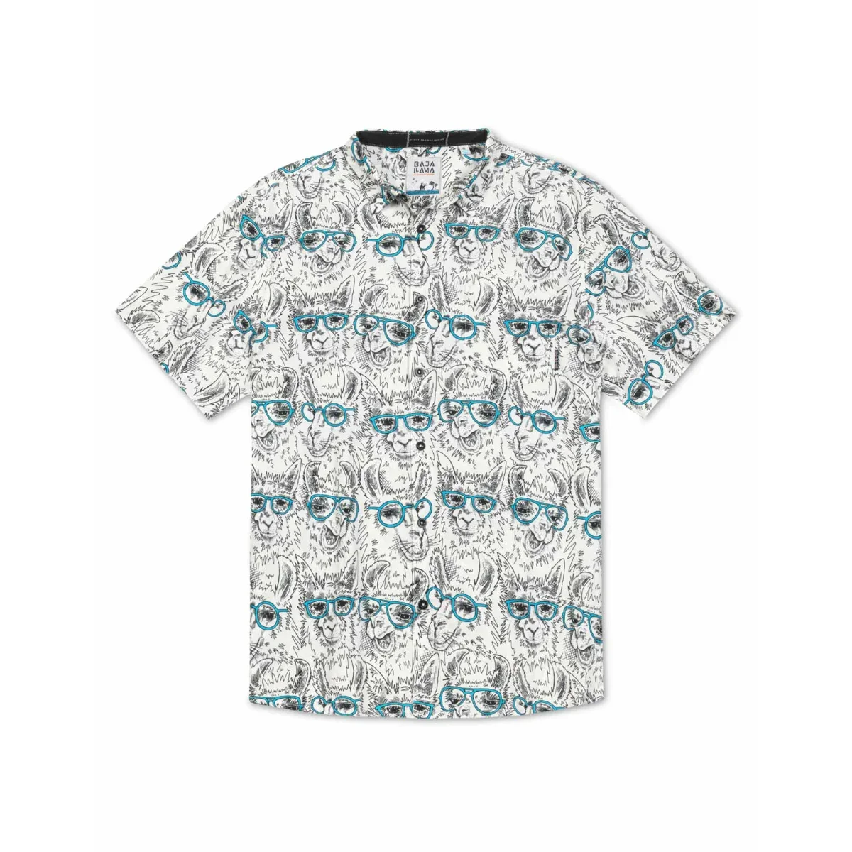 Baja Llama Llama M.D. Short Sleeve Button Up Mens