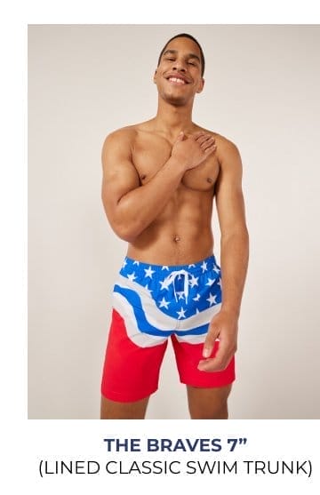 Lined Classic Swim Trunk: The Braves 7"