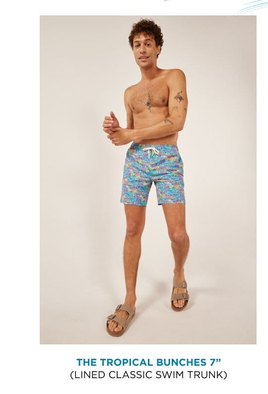 Lined Classic Swim Trunks: The Tropical Bunches 7"