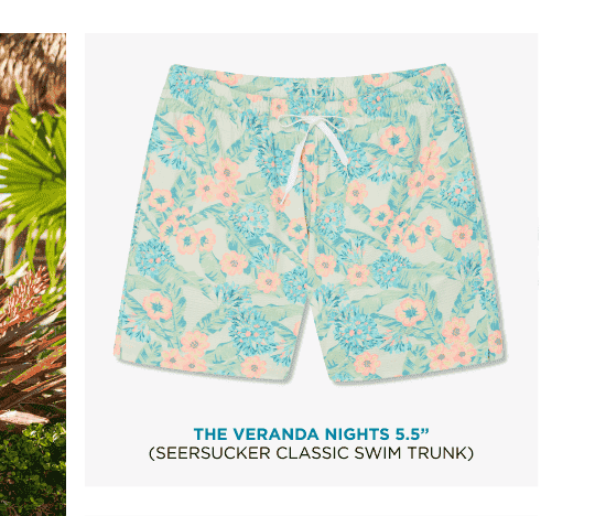 Seersucker Classic Swim Trunk: The Veranda Nights