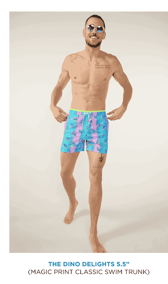 Magic Print Classic Swim Trunk: The Dino Delights 5.5"