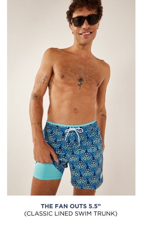 Classic Lined Swim Trunk: The Fan Outs 5.5"