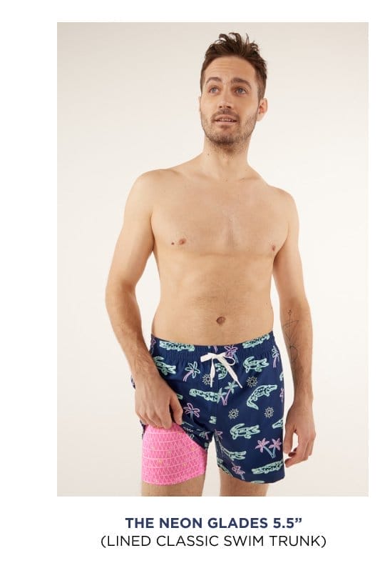 Lined Classic Swim Trunk: The Neon Glades 7"