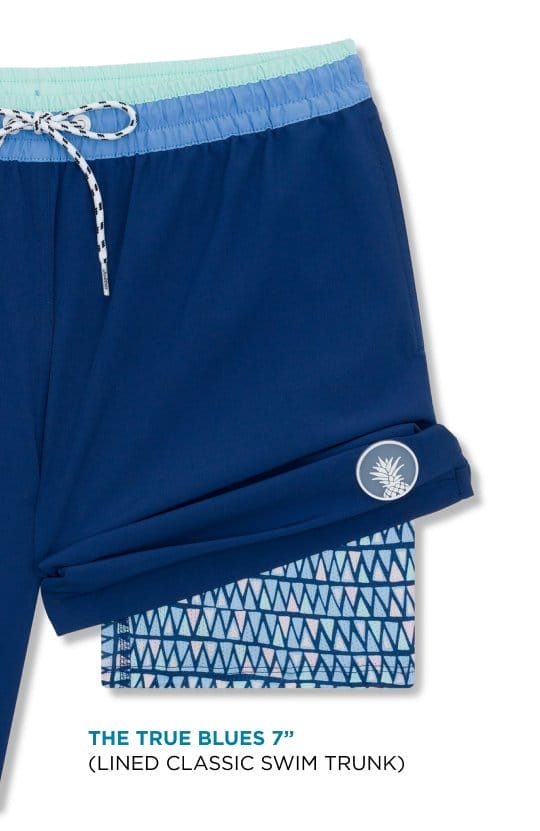 Lined Classic Swim Trunk: The True Blues 7"