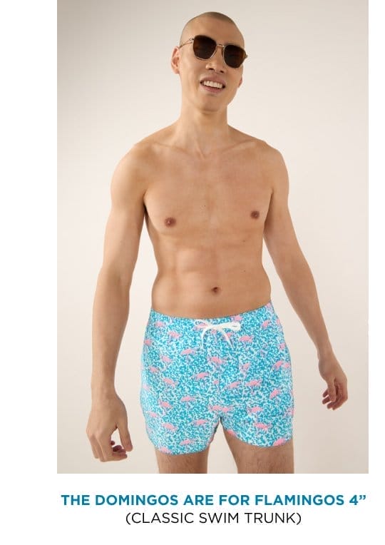 Classic Swim Trunk: The Domingos Are For Flamingos 4"