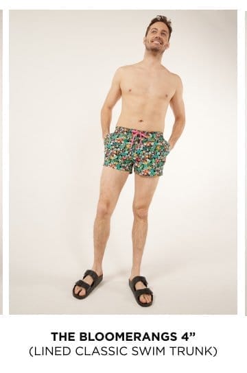 Lined Classic Swim Trunk: The Bloomerangs 4"