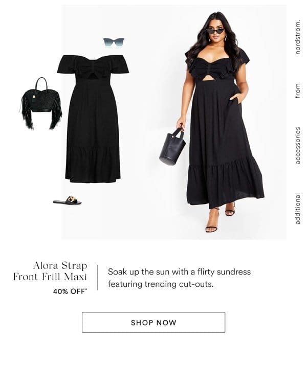 Shop the Alora Strap Front Frill Maxi Dress