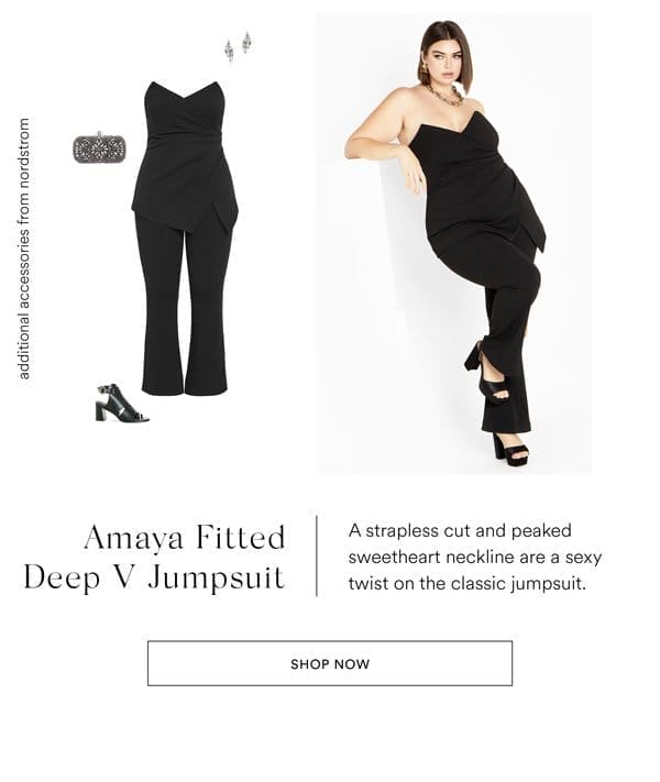 Shop the Amaya Fitted Deep V Jumpsuit