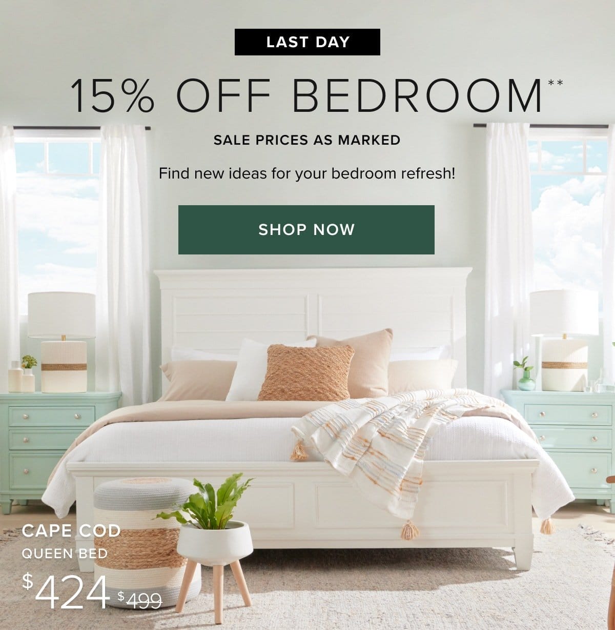 15% off bedroom. shop now