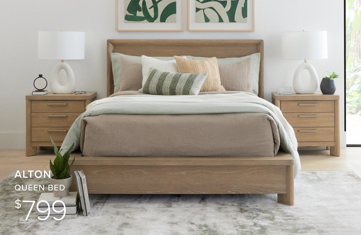 Alton queen bed \\$799. Shop now