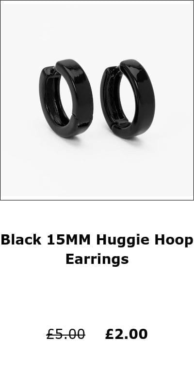 Black 15MM Huggie Hoop Earrings