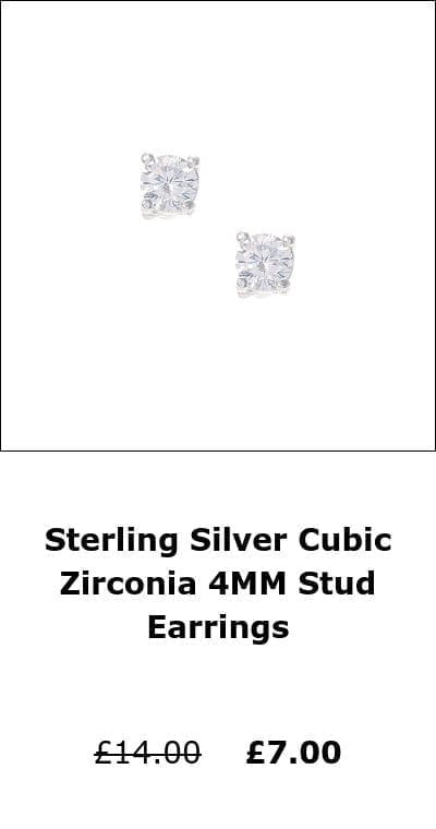 Sterling Silver Cubic Zirconia 4MM Stud Earrings