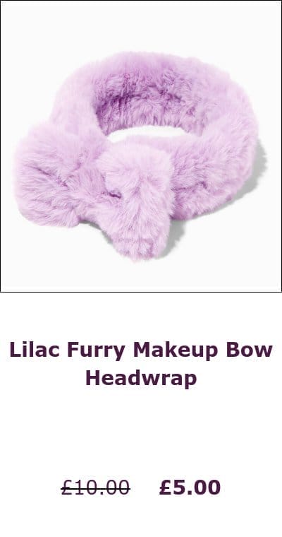 Lilac Furry Makeup Bow Headwrap