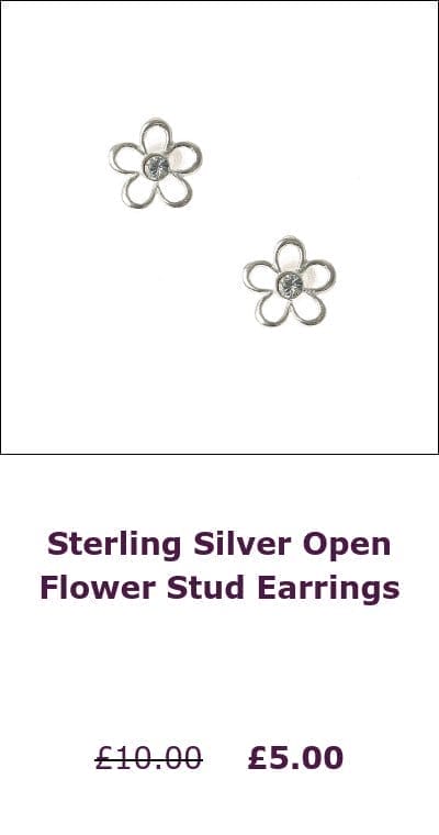 Sterling Silver Open Flower Stud Earrings