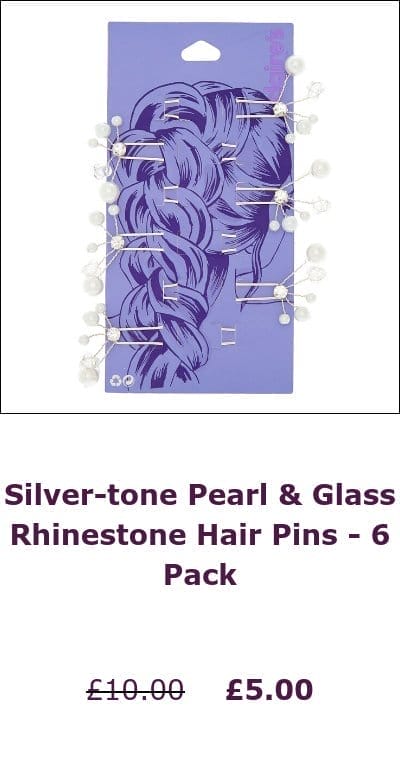 Silver-tone Pearl & Glass Rhinestone Hair Pins - 6 Pack