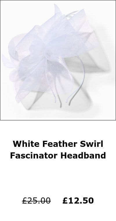 White Feather Swirl Fascinator Headband