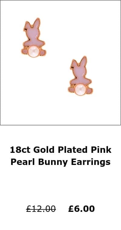 18ct Gold Plated Pink Pearl Bunny Earrings