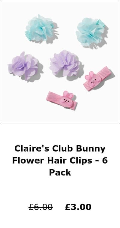 Claire's Club Bunny Flower Hair Clips - 6 Pack