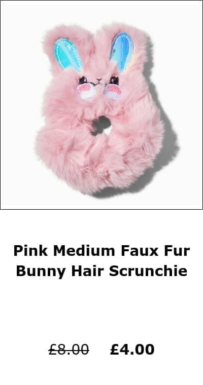 Pink Medium Faux Fur Bunny Hair Scrunchie