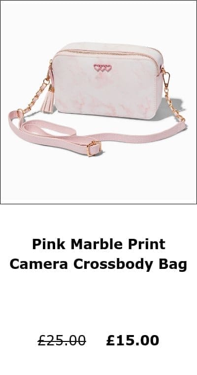 Pink Marble Print Camera Crossbody Bag