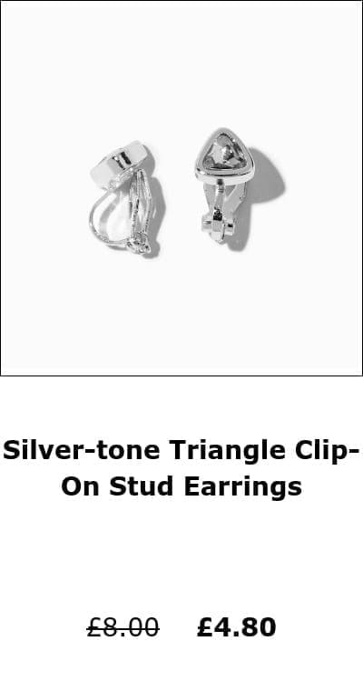 Silver-tone Triangle Clip-On Stud Earrings