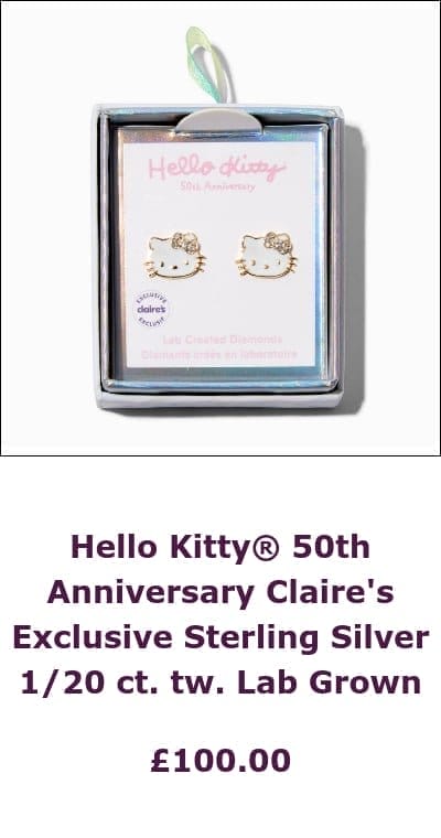 Hello Kitty® 50th Anniversary Claire's Exclusive Sterling Silver 1/20 ct. tw. Lab Grown Diamond & Enamel Stud Earrings