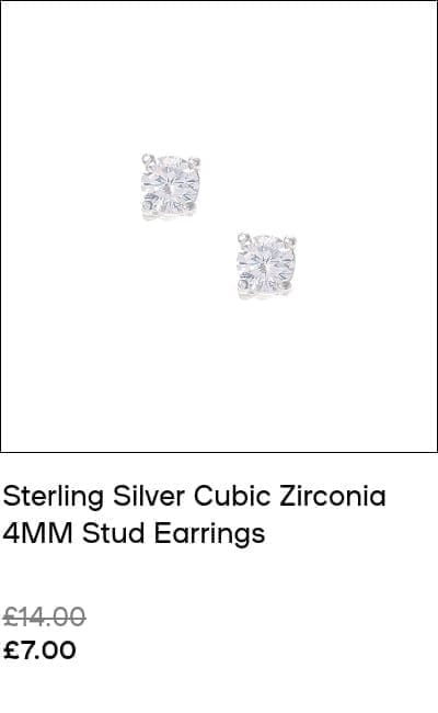 Sterling Silver Cubic Zirconia 4MM Stud Earrings