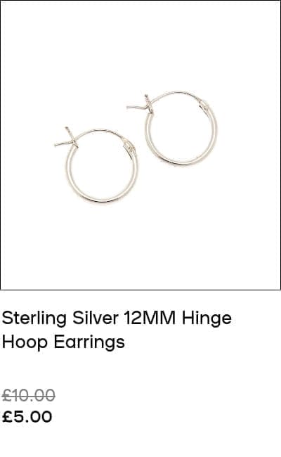 Sterling Silver 12MM Hinge Hoop Earrings