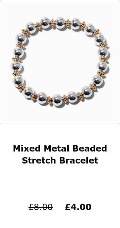 Mixed Metal Beaded Stretch Bracelet