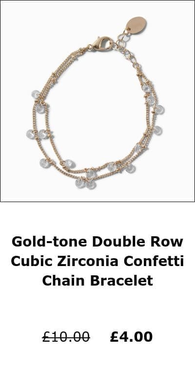 Gold-tone Double Row Cubic Zirconia Confetti Chain Bracelet