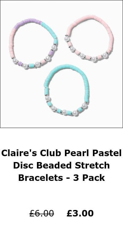 Claire's Club Pearl Pastel Disc Beaded Stretch Bracelets - 3 Pack