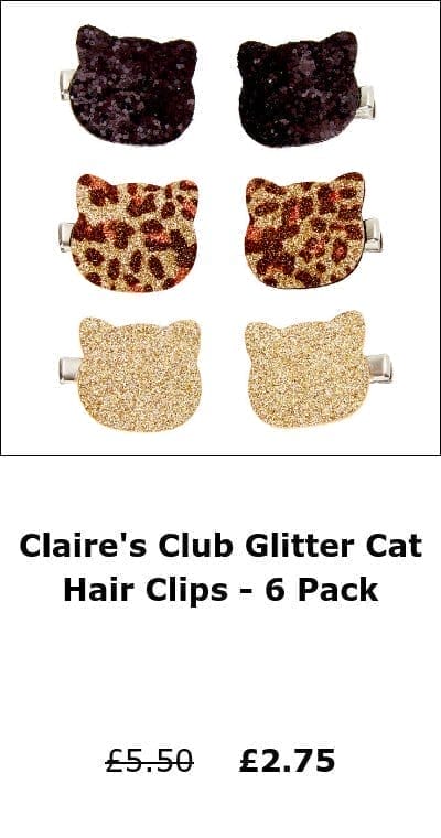 Claire's Club Glitter Cat Hair Clips - 6 Pack