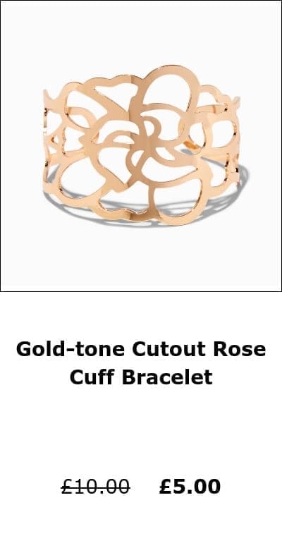 Gold-tone Cutout Rose Cuff Bracelet
