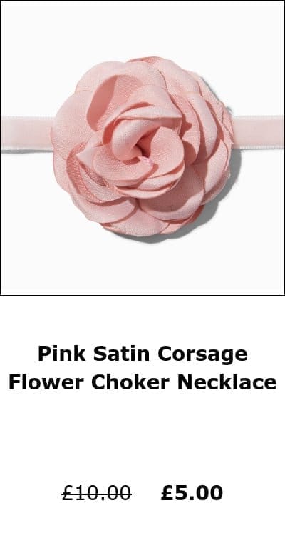 Pink Satin Corsage Flower Choker Necklace