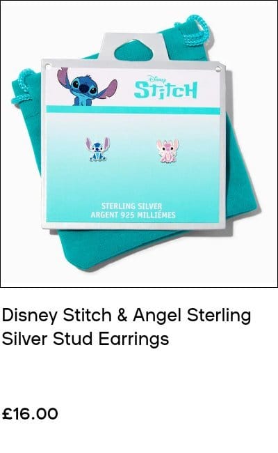 Disney Stitch & Angel Sterling Silver Stud Earrings