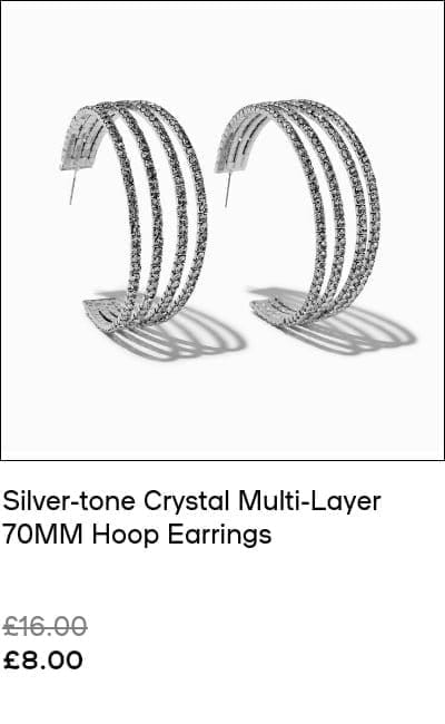 Silver-tone Crystal Multi-Layer 70MM Hoop Earrings