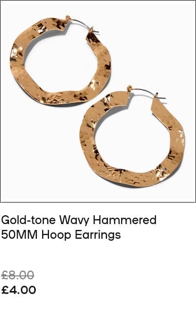 Gold-tone Wavy Hammered 50MM Hoop Earrings