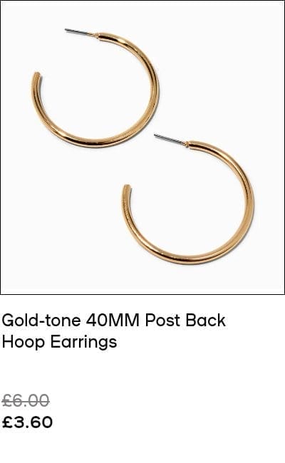 Gold-tone 40MM Post Back Hoop Earrings