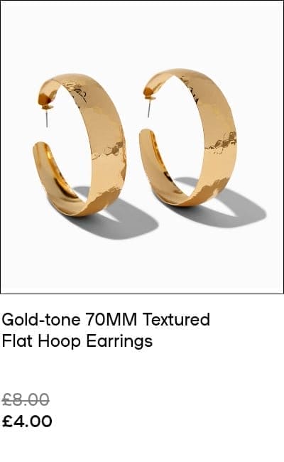 Gold-tone 70MM Textured Flat Hoop Earrings