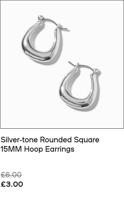 Silver-tone Rounded Square 15MM Hoop Earrings