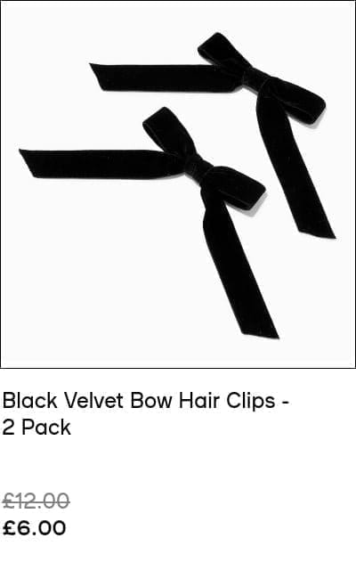 Black Velvet Bow Hair Clips - 2 Pack