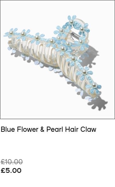 Blue Flower & Pearl Hair Claw