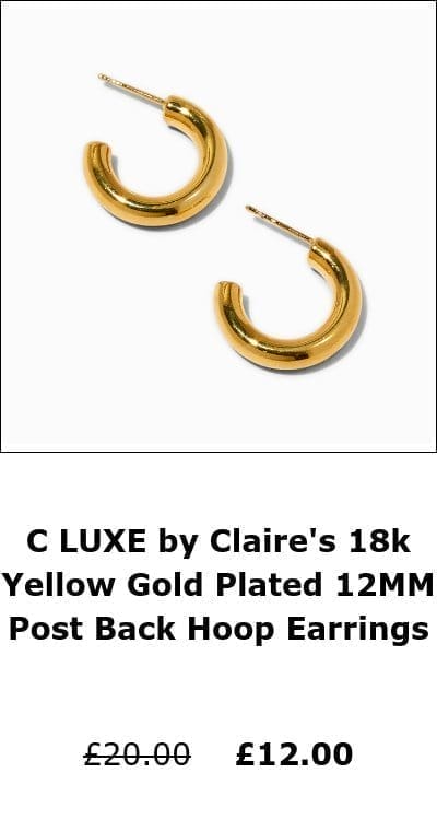 C LUXE by Claire's 18k Yellow Gold Plated 12MM Post Back Hoop Earrings