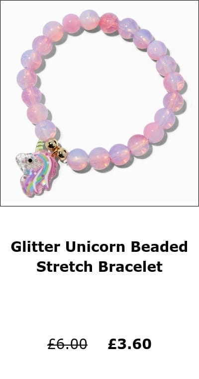 Glitter Unicorn Beaded Stretch Bracelet