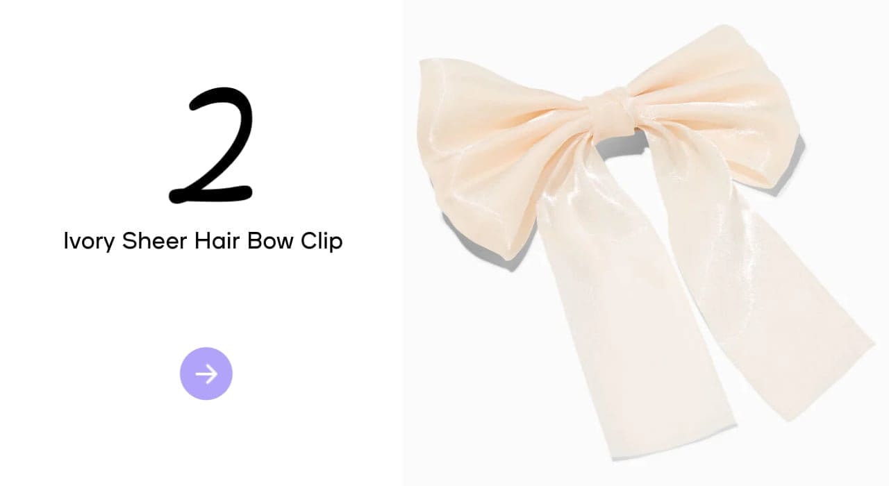 Ivory Sheer Hair Bow Clip