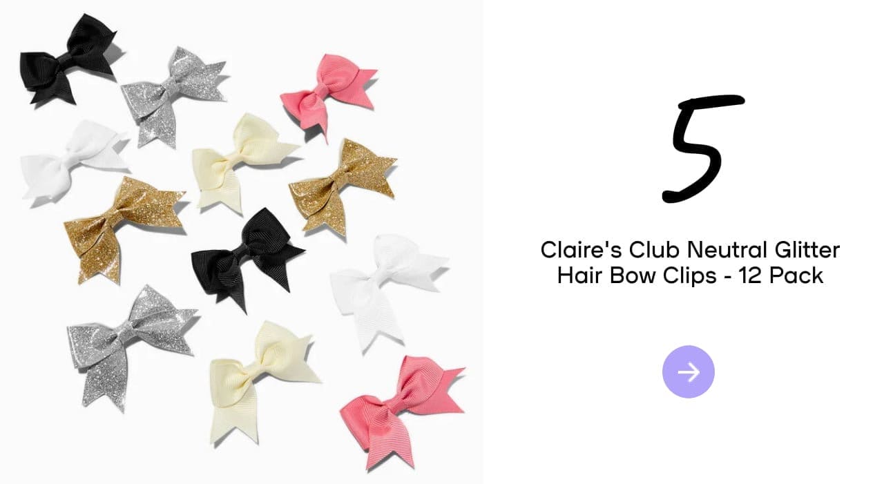 TClaire's Club Neutral Glitter Hair Bow Clips - 12 Pack