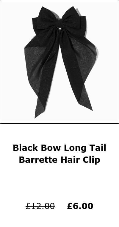 Black Bow Long Tail Barrette Hair Clip